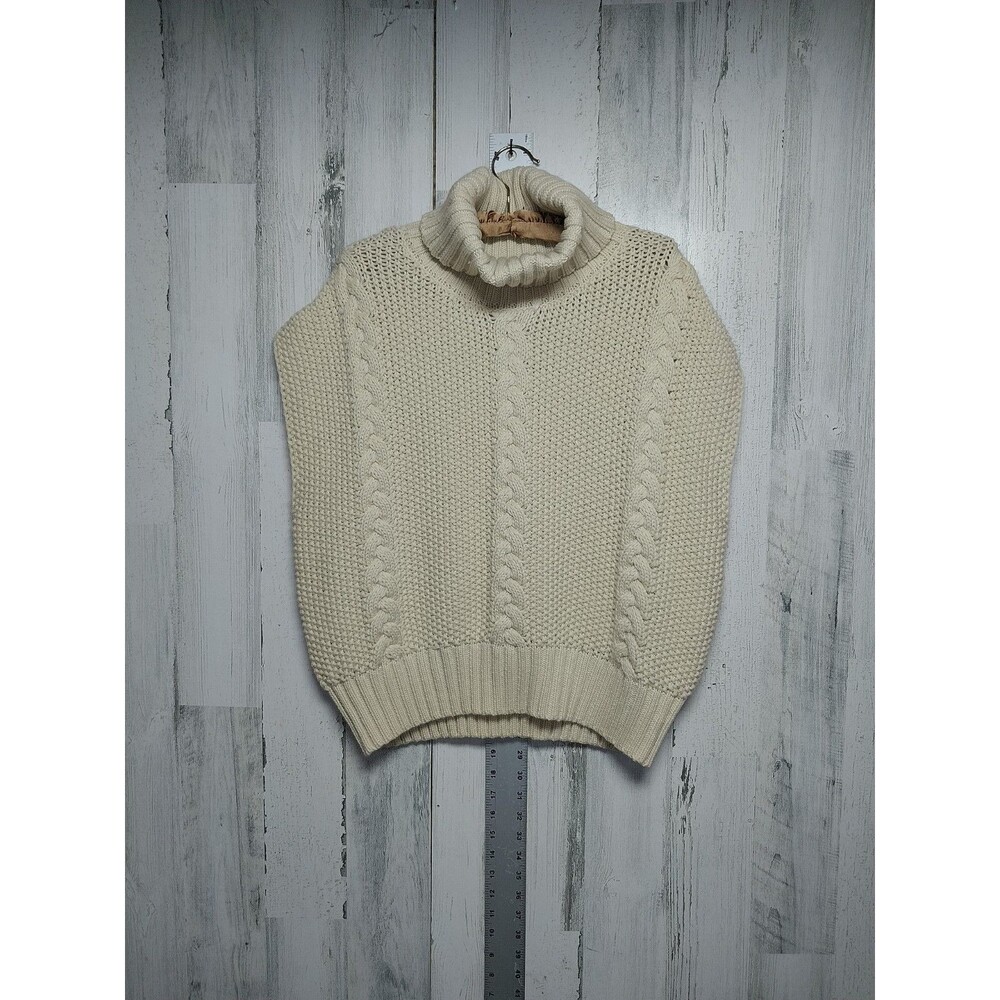 Callahan Knitwear Women's Medium Sleeveless Cable Knit Turtleneck Sweater
